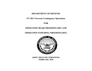 DEPARTMENT OF DEFENSE FY 2011 Overseas Contingency Operations FOR