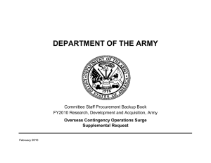 DEPARTMENT OF THE ARMY Committee Staff Procurement Backup Book