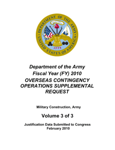 Department of the Army Fiscal Year (FY) 2010 OVERSEAS CONTINGENCY OPERATIONS SUPPLEMENTAL