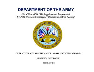 DEPARTMENT OF THE ARMY Fiscal Year (FY) 2010 Supplemental Request and