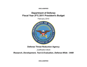Department of Defense Fiscal Year (FY) 2011 President's Budget