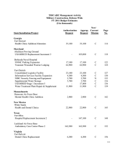 TRICARE Management Activity Military Construction, Defense-Wide FY 2011 Budget Estimates ($ in thousands)