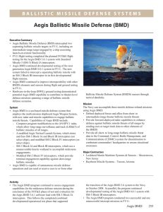 Aegis Ballistic Missile Defense (BMD)