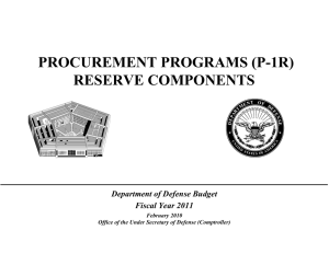 PROCUREMENT PROGRAMS (P-1R) RESERVE COMPONENTS Department of Defense Budget Fiscal Year 2011