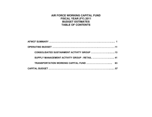 AIR FORCE WORKING CAPITAL FUND FISCAL YEAR (FY) 2011 BUDGET ESTIMATES