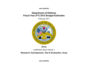 Department of Defense Fiscal Year (FY) 2012 Budget Estimates Army
