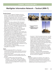 Warfighter Information Network – Tactical (WIN-T) A R M Y   P R O G...