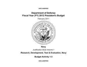 Department of Defense Fiscal Year (FY) 2012 President's Budget Navy Budget Activity 1-3