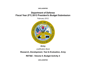 Department of Defense Fiscal Year (FY) 2013 President's Budget Submission Army