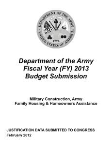 Department of the Army Fiscal Year (FY) 2013 Budget Submission
