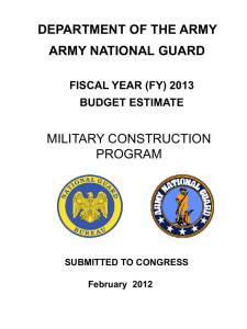 DEPARTMENT OF THE ARMY ARMY NATIONAL GUARD MILITARY CONSTRUCTION PROGRAM