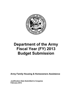 Department of the Army Fiscal Year (FY) 2013 Budget Submission