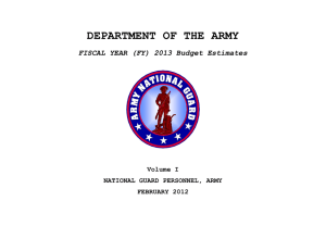 DEPARTMENT OF THE ARMY FISCAL YEAR (FY) 2013 Budget Estimates  Volume I