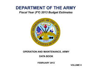 DEPARTMENT OF THE ARMY Fiscal Year (FY) 2013 Budget Estimates