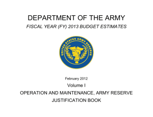 DEPARTMENT OF THE ARMY FISCAL YEAR (FY) 2013 BUDGET ESTIMATES Volume I