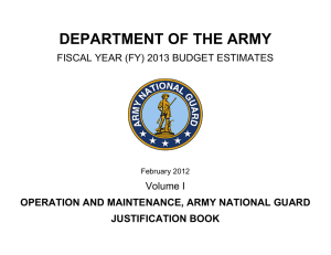 DEPARTMENT OF THE ARMY FISCAL YEAR (FY) 2013 BUDGET ESTIMATES Volume I