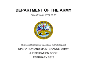 DEPARTMENT OF THE ARMY Fiscal Year (FY) 2013 OPERATION AND MAINTENANCE, ARMY