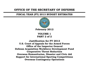 OFFICE OF THE SECRETARY OF DEFENSE February 2012 VOLUME 1