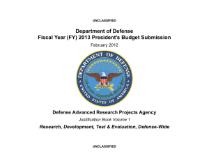 Department of Defense Fiscal Year (FY) 2013 President's Budget Submission