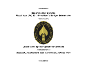 Department of Defense Fiscal Year (FY) 2013 President's Budget Submission