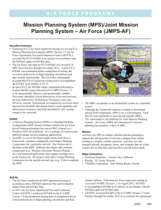 Mission Planning System (MPS)/Joint Mission Planning System – Air Force (JMPS-AF)