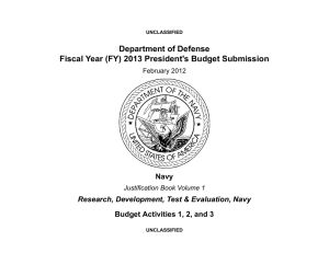 Department of Defense Fiscal Year (FY) 2013 President's Budget Submission Navy