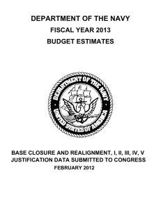 DEPARTMENT OF THE NAVY FISCAL YEAR 2013 BUDGET ESTIMATES