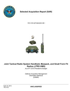 Selected Acquisition Report (SAR) Radios (JTRS HMS)
