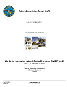 Selected Acquisition Report (SAR) UNCLASSIFIED As of FY 2015 President's Budget