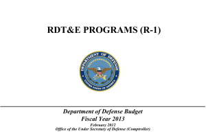 RDT&amp;E PROGRAMS (R-1) Department of Defense Budget Fiscal Year 2013