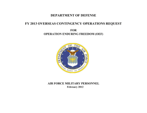 DEPARTMENT OF DEFENSE FY 2013 OVERSEAS CONTINGENCY OPERATIONS REQUEST FOR