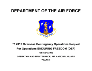 DEPARTMENT OF THE AIR FORCE FY 2013 Overseas Contingency Operations Request