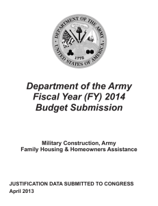 Department of the Army Fiscal Year (FY) 2014 Budget Submission Military Construction, Army