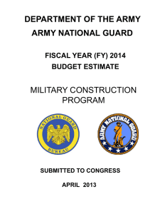 DEPARTMENT OF THE ARMY ARMY NATIONAL GUARD MILITARY CONSTRUCTION PROGRAM