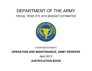 DEPARTMENT OF THE ARMY FISCAL YEAR (FY) 2014 BUDGET ESTIMATES April 2013