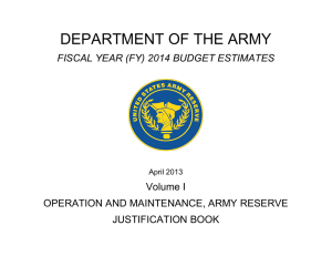 DEPARTMENT OF THE ARMY FISCAL YEAR (FY) 2014 BUDGET ESTIMATES Volume I