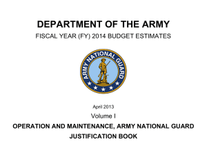 DEPARTMENT OF THE ARMY FISCAL YEAR (FY) 2014 BUDGET ESTIMATES Volume I