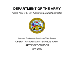 DEPARTMENT OF THE ARMY Fiscal Year (FY) 2014 Amended Budget Estimates