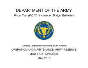 DEPARTMENT OF THE ARMY Fiscal Year (FY) 2014 Amended Budget Estimates