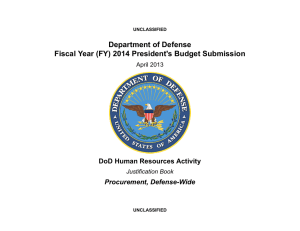 Department of Defense Fiscal Year (FY) 2014 President's Budget Submission Procurement, Defense-Wide