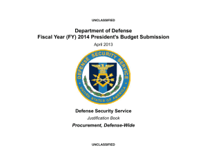 Department of Defense Fiscal Year (FY) 2014 President's Budget Submission Procurement, Defense-Wide