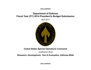 Department of Defense Fiscal Year (FY) 2014 President's Budget Submission