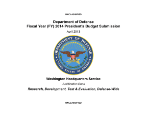 Department of Defense Fiscal Year (FY) 2014 President's Budget Submission
