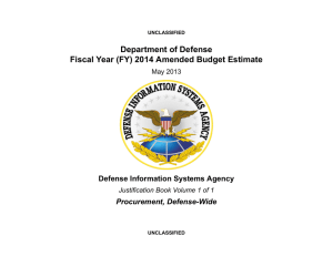 Department of Defense Fiscal Year (FY) 2014 Amended Budget Estimate Procurement, Defense-Wide