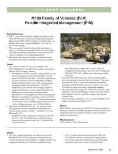 M109 Family of Vehicles (FoV) Paladin Integrated Management (PIM)