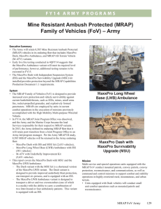 Mine Resistant Ambush Protected (MRAP) Family of Vehicles (FoV) – Army