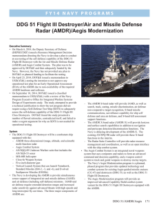 DDG 51 Flight III Destroyer/Air and Missile Defense Radar (AMDR)/Aegis Modernization