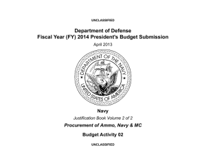 Department of Defense Fiscal Year (FY) 2014 President's Budget Submission Navy