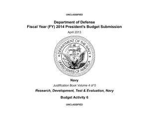 Department of Defense Fiscal Year (FY) 2014 President's Budget Submission Navy