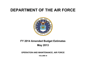 DEPARTMENT OF THE AIR FORCE FY 2014 Amended Budget Estimates May 2013